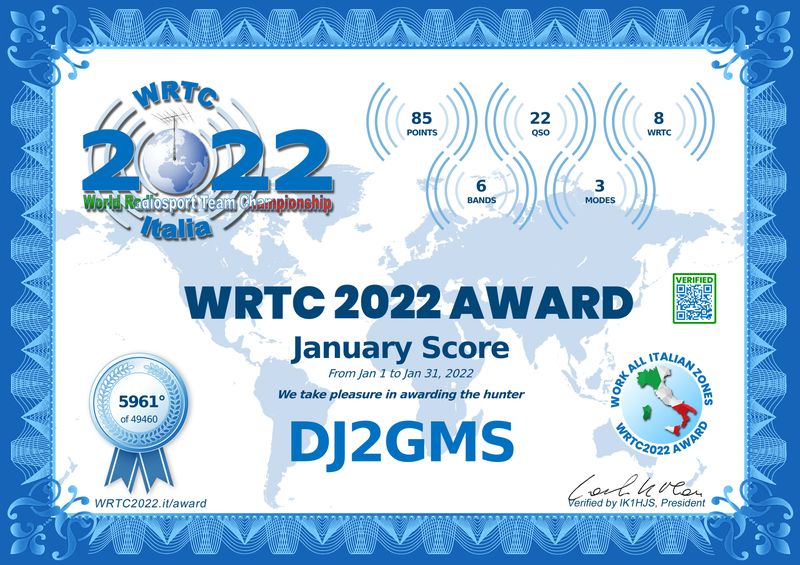 DJ2GMS World Radiosport Team Championship Italia WRTC 2022